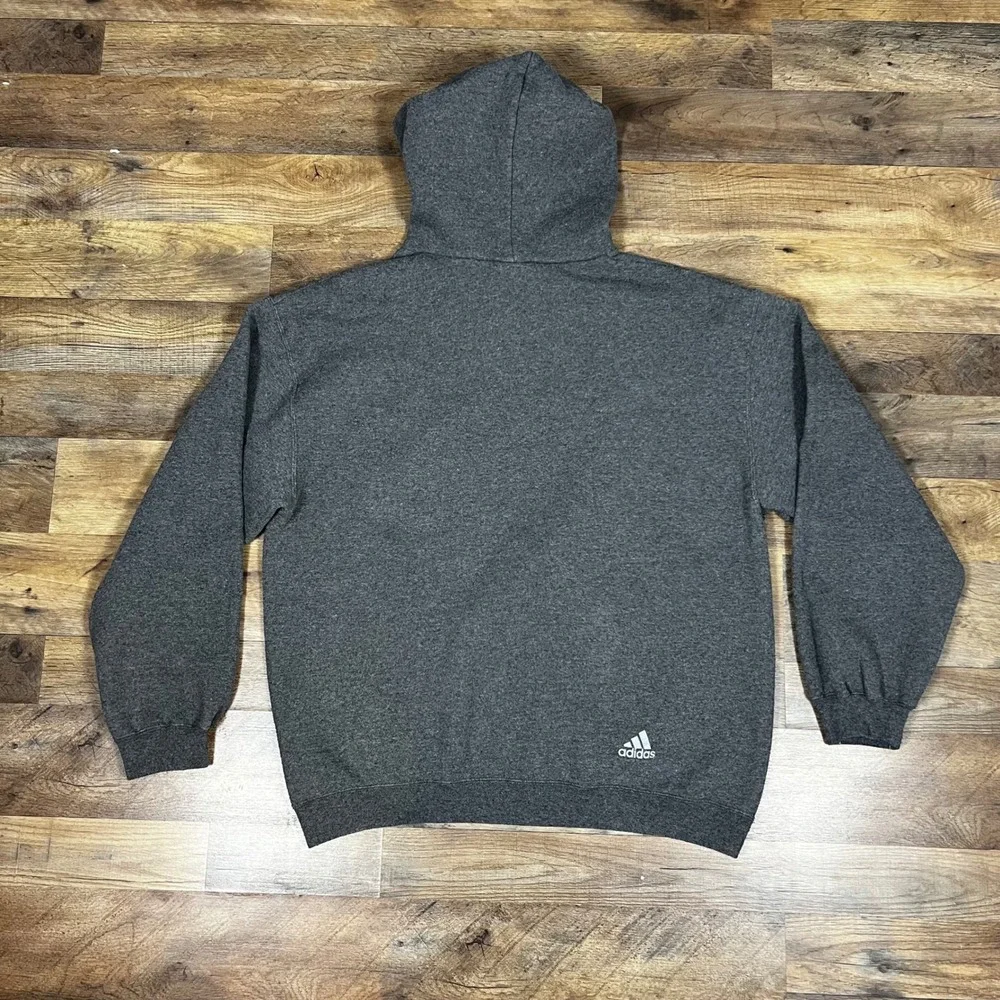 Vintage 90s Y2K Adidas Pullover Hoodie Men Large Gray Distressed Chunky Made USA